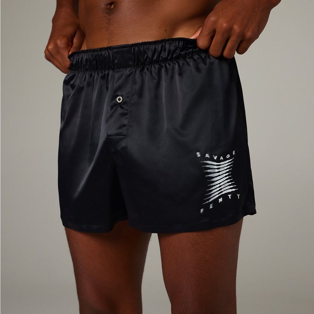 Savage X Fenty Black Boxer Shorts with Gold Logo Tag